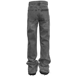 Down minority cleanfit grey fringed 507 fit jeans vintage cement grey trousers – Image 4