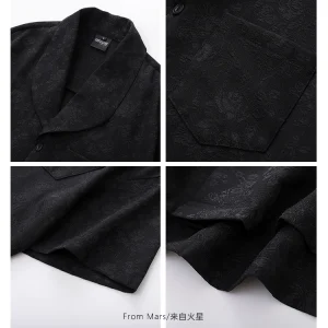 From Mars Dark Rose New Chinese Design Pattern Short Sleeve Shirt Men's and Women's Loose Casual Shirt – Image 4
