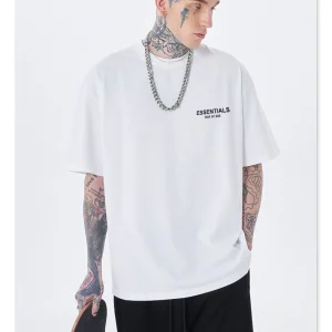 FEAR OF GOD DOUBLE-LINE ESSENTIALS SMALL LABEL LETTER BASIC LOOSE HIGH STREET T-SHIRT FOG SHORT SLEEVE TIDE – Image 5