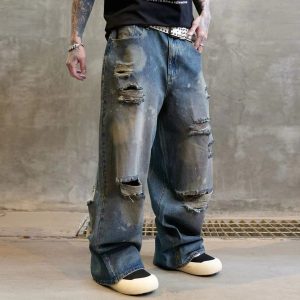 Zhigu 2025 new American retro beggar tide brand autumn and winter wasteland jeans are dirty and cut – Image 4