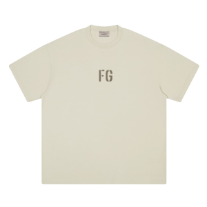 FEAR OF GOD RICH FG FLOCK LETTER T-SHIRT MEN'S AND WOMEN'S LOOSE ESSENTIALS COTTON SHORT SLEEVE FOG TIDE – Image 5