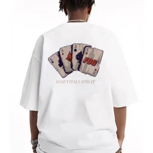 ESSENTIALS Playing Cards Short Sleeve American High Street Vintage T-Shirt Men's and Women's Cotton Couple Loose Half Sleeve Tide FOG – Image 6
