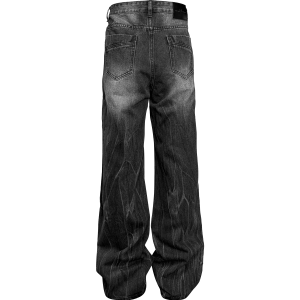 Down Minority Niche Design Straight Crack Jeans Washed Whipped White Wide-Leg CleanFit Trousers – Image 4
