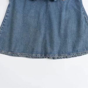 cross-border foreign trade European and American women's clothing summer new simple fashion personality loose long-sleeved denim dress – Image 9
