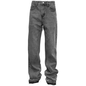 Down minority cleanfit grey fringed 507 fit jeans vintage cement grey trousers – Image 3