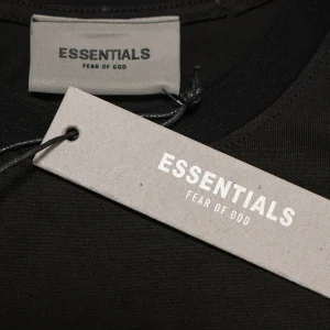 FEAR OF GOD RICH FG FLOCK LETTER T-SHIRT MEN'S AND WOMEN'S LOOSE ESSENTIALS COTTON SHORT SLEEVE FOG TIDE – Image 7