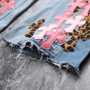 25 DESERTPLANTS pink leopard print cross jeans, trousers, trousers, unisex – Image 5