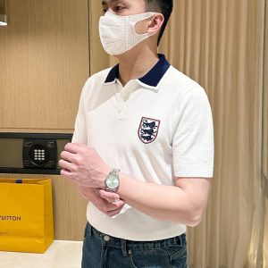 men's summer new fashion color-blocked lapel slim fit polo shirt men – Image 4