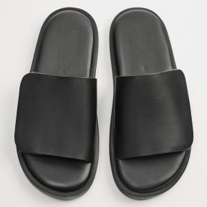 ZAR ZCXY MEN'S SHOES BLACK LEATHER CLOG SANDALS BEACH SHOES WEAR SANDALS MEN'S CASUAL TRENDY SHOES ON TOP – Image 3