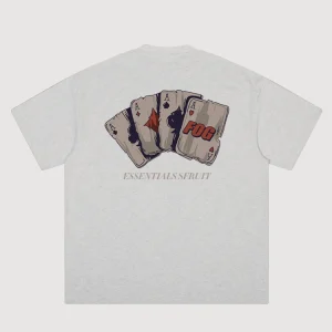 ESSENTIALS Playing Cards Short Sleeve American High Street Vintage T-Shirt Men's and Women's Cotton Couple Loose Half Sleeve Tide FOG – Image 4