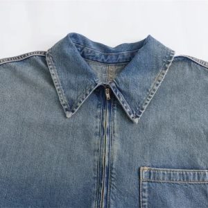 cross-border foreign trade European and American women's clothing summer new simple fashion personality loose long-sleeved denim dress – Image 7
