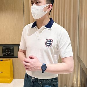 men's summer new fashion color-blocked lapel slim fit polo shirt men – Image 3