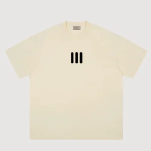 FEAR OF GOD CO-BRANDED THREE-BAR FLOCKED SHORT-SLEEVED T-SHIRT HIGH STREET COTTON LOOSE UNISEX FOG TIDE 100% cotton – Image 3