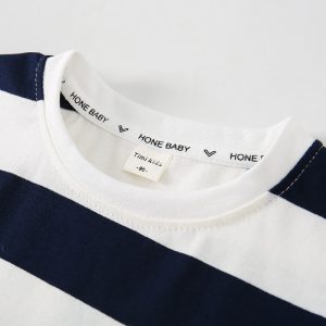 Boys t-shirt short sleeve denim shorts set summer dress 2024 new children's half sleeve striped top tide kids – Image 5