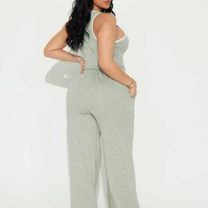 F6026 European and American cross-border women's fashion casual vest and side striped sports trousers two-piece set – Image 3
