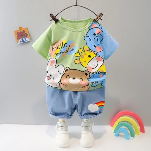 Baby clothes summer thin split suit one-year-old boy baby casual cotton children's clothing children's T-shirt summer tide 9 – Image 3
