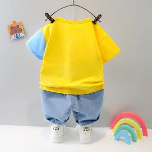 Baby clothes summer thin split suit one-year-old boy baby casual cotton children's clothing children's T-shirt summer tide 9 – Image 4