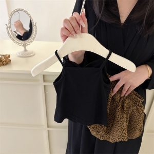 Baby clothes current foreign fashion suspenders leopard print shorts set split baby girl summer dress tide – Image 3