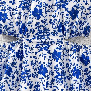 summer romantic sweet pastoral vacation floral dress foreign trade middle and big children leaky waist vest skirt girls – Image 3
