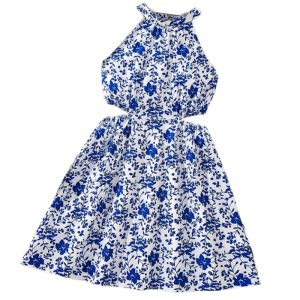 summer romantic sweet pastoral vacation floral dress foreign trade middle and big children leaky waist vest skirt girls – Image 5