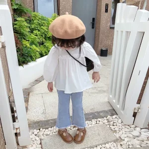Baby clothes spring and autumn Korean version of fashionable foreign denim bib pants split set one-year-old baby girl spring clothes tide – Image 6