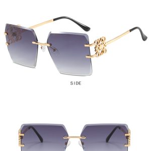 Square rimless cut edge sunglasses new European and American sunglasses fashion ladies personality retro sunglasses trend – Image 7