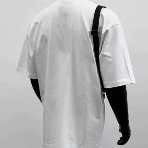 Heavyweight cotton trendy brand American letter T-shirt trendy handsome print men's summer round neck loose short sleeve pocket towel – Image 4