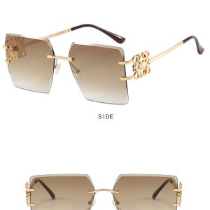 Square rimless cut edge sunglasses new European and American sunglasses fashion ladies personality retro sunglasses trend – Image 8