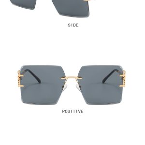 Square rimless cut edge sunglasses new European and American sunglasses fashion ladies personality retro sunglasses trend – Image 6