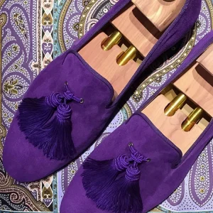 Export European and American multi-color cow suede loafers, men's handmade with upper color tassels, casual men's slip-on shoes – Image 3