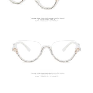 Anti-blue half-frame diamond-studded flat mirror  new European and American personality retro optical mirror fashion trend glasses frame – Image 4