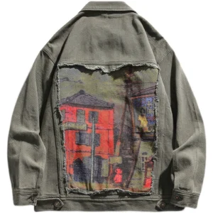 From Mars big artist Guochao brand retro patch men and women with the same couple oil painting American design sense – Image 5