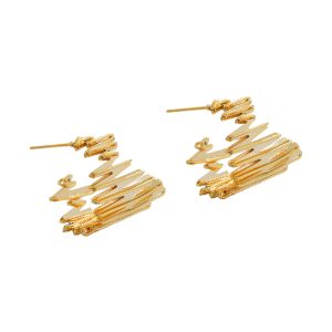 European and American new exaggerated personality, irregular twist stripe stud earrings, cold temperament, versatile, simple earrings – Image 5