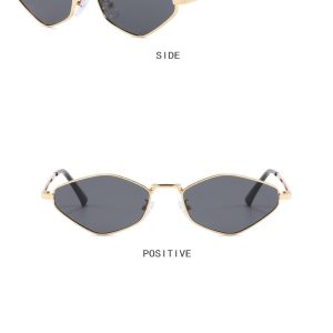 Diamond polygonal small frame sunglasses  new metal sunglasses catwalk simple ins European and American sunglasses – Image 4