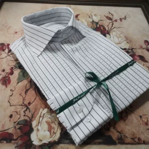 Spring New Vintage Khmer Seersucker Windsor Collar Striped Men's Slim Long Sleeve Shirt Gentleman Hipster Wedding Ceremony – Image 3