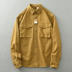 yuppie cargo large pocket vintage shirt men's jacket men's trend versatile cotton washed long sleeve shirt tide – Image 6