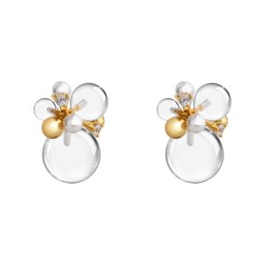 Korean temperament elegant transparent crystal ball stud earrings inlaid with zirconium unique personality Internet celebrity earrings fashion commuter earrings – Image 5