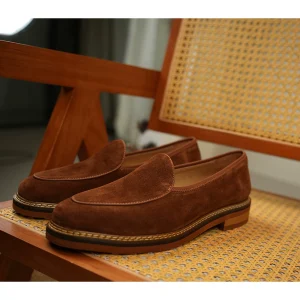 PAPER Wanwan [French calfskin] hand-woven Loafer fashion temperament men's suede shoes – Image 9