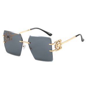 Square rimless cut edge sunglasses new European and American sunglasses fashion ladies personality retro sunglasses trend – Image 4