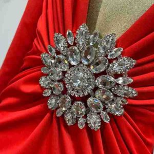 cross-border new foreign trade Amazon independent station explosive elegant long-sleeved deep V diamond buckle long skirt party dress – Image 6