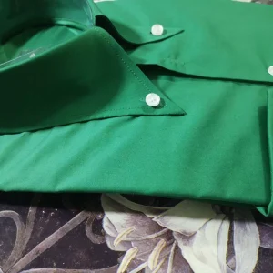 Rare Patek  Green %100 Cotton Poplin English Long Peak Collar Buckle Collar Men's Slim Fit Long Sleeve Shirt – Image 4
