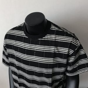 2025 American Hot Diamond Striped Short Sleeve T-Shirt Men's Summer Handsome Casual Round Neck Loose Half Sleeve Top Versatile – Image 3