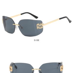 European and American rimless slimming high-end sunglasses new retro celebrity sunglasses millennial hot girl sunglasses – Image 4