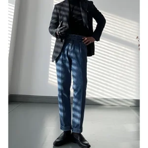 PAPER Wanwan fashion temperament Naples series jeans casual daily retro versatile trousers men's autumn – Image 4