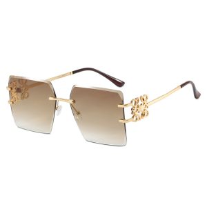 Square rimless cut edge sunglasses new European and American sunglasses fashion ladies personality retro sunglasses trend – Image 5