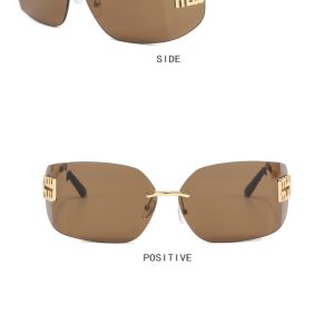 European and American rimless slimming high-end sunglasses new retro celebrity sunglasses millennial hot girl sunglasses – Image 3