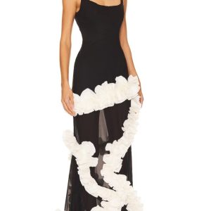 new European and American cross-border suspender dresses light luxury wrapping hip spiral lace bandage dress evening dress – Image 4