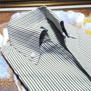 The same spring and summer new Italian stripe micro elastic piece collar men's slim long-sleeved shirt shirt gentleman – Image 3