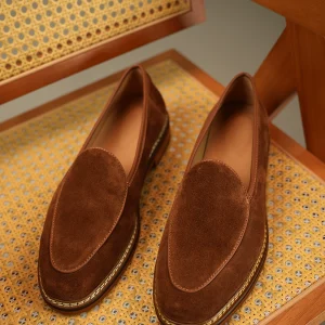 PAPER Wanwan [French calfskin] hand-woven Loafer fashion temperament men's suede shoes – Image 8