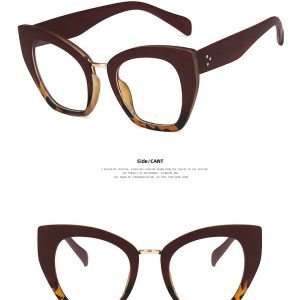 Cross-border cat's eye large frame anti-blue light flat lens new personality eyeglasses tide plain rice nail glasses frame – Image 4